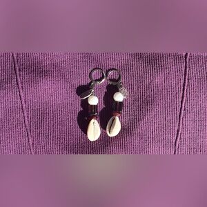 Sangria Purple Cowrie Seashell Earrings